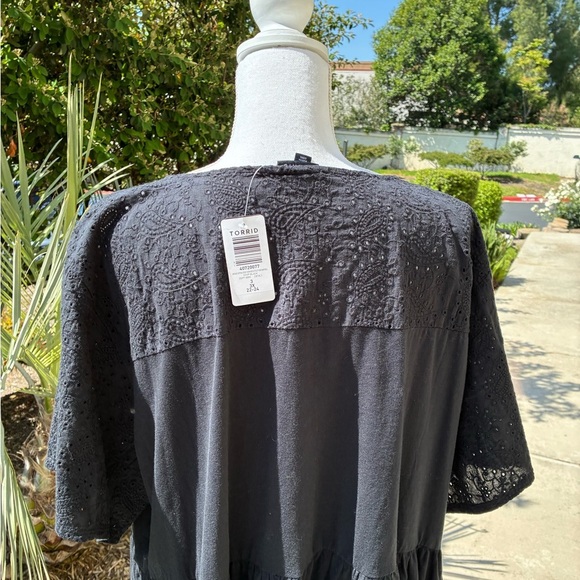 Torrid Black Babydoll Top with Lace Eyelet NWT Torrid Size 3 US size 3X - Picture 6 of 8